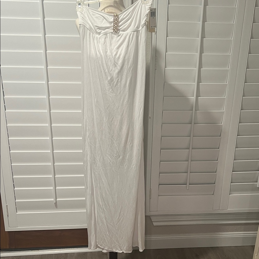 Elegant White Strapless Bathing Suit Cover Up NWT Small